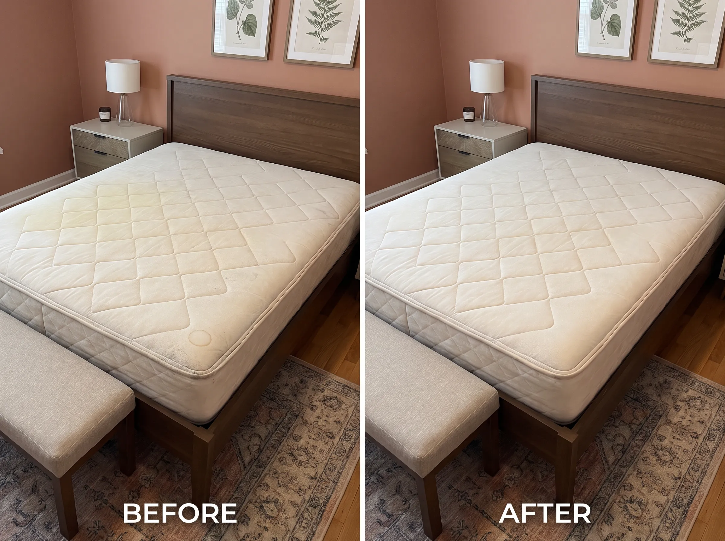 Real upholstery cleaning result, before and after