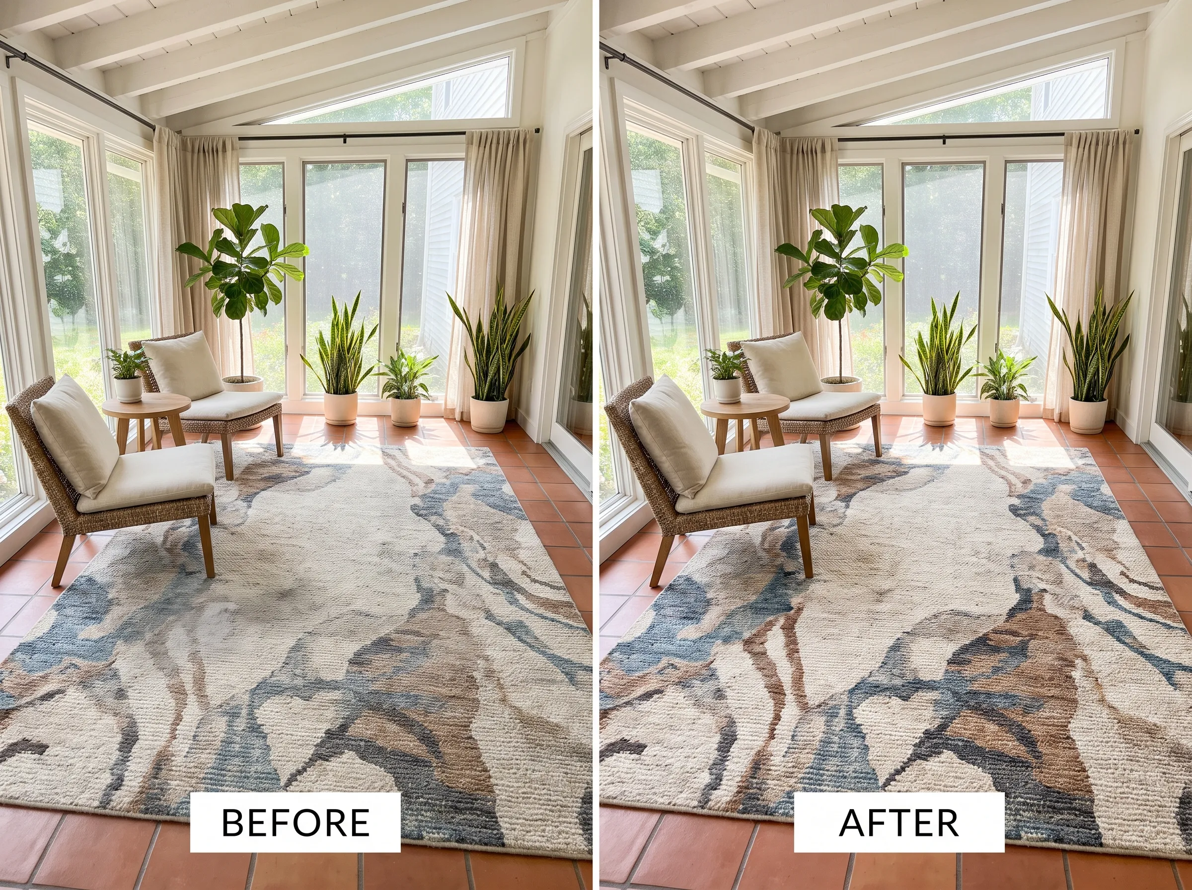 Real upholstery cleaning result, before and after