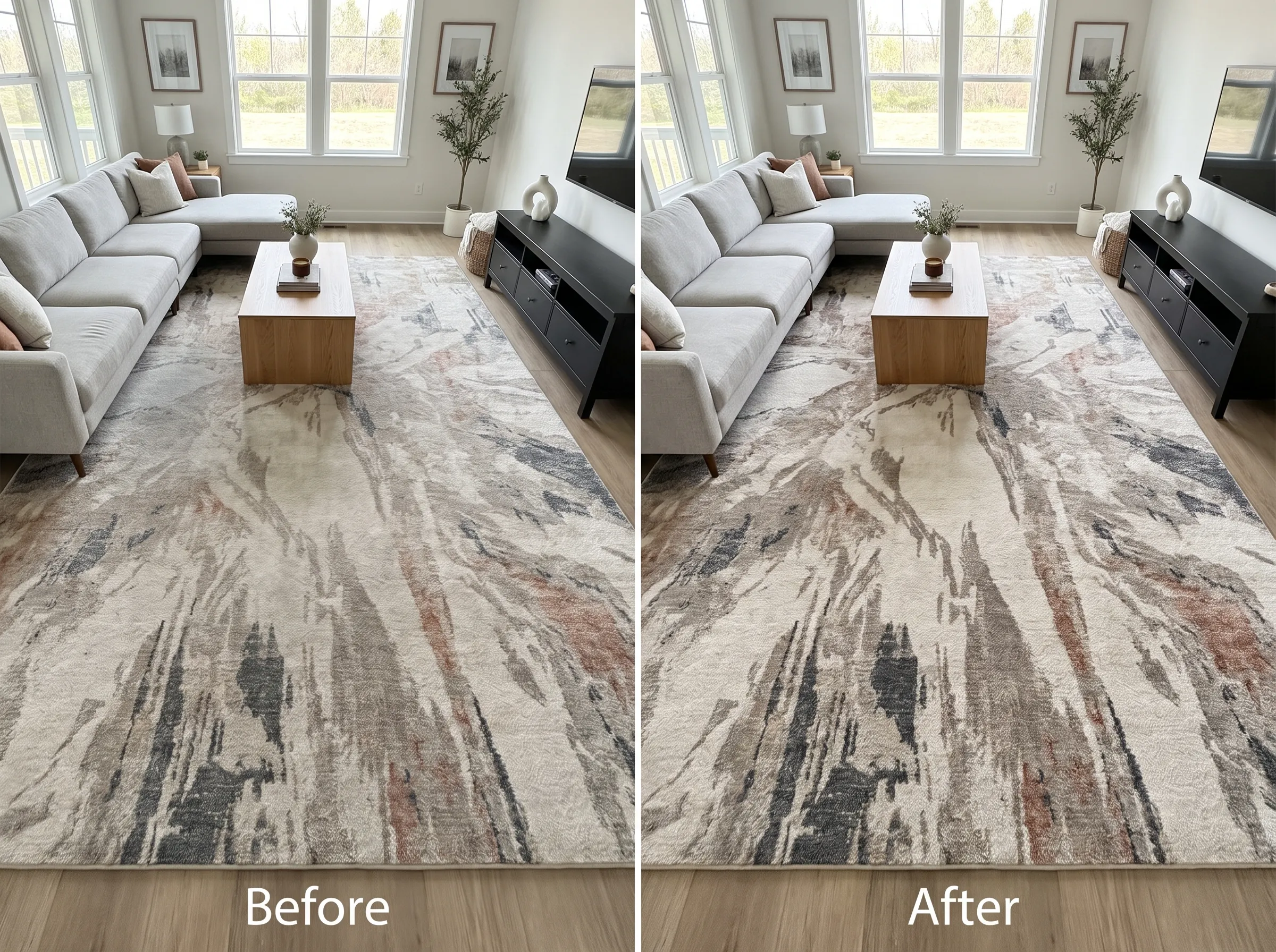 Real upholstery cleaning result, before and after